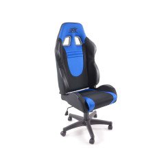 FK siège de sport chaise de bureau pivotante Racecar noir / bleu chaise de direction chaise pivotante chaise de bureau 