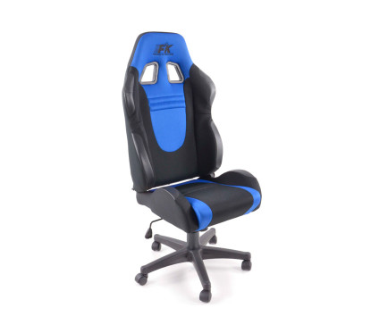 FK siège de sport chaise de bureau pivotante Racecar noir / bleu chaise de direction chaise pivotante chaise de bureau 