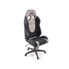 FK siège de sport chaise de bureau pivotante Racecar noir / gris chaise de direction chaise de bureau pivotante 