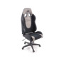FK siège de sport chaise de bureau pivotante Racecar noir / gris chaise de direction chaise de bureau pivotante