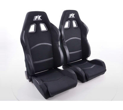 Sièges sport FK Set de sièges auto demi-coque tissu Cyberstar noir 