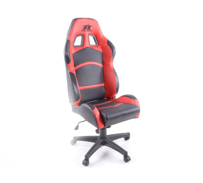 Chaise de bureau pivotante FK Sports Seat Chaise de bureau pivotante Cyberstar en cuir synthétique noir / rouge 