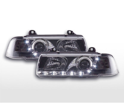 Phare Daylight LED DRL look BMW Série 3 Coupé, Cabrio type E36 92-98 chrome 