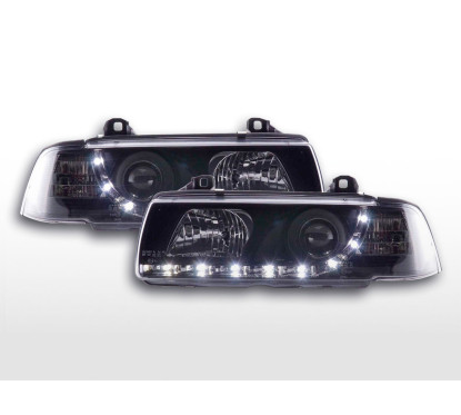 Phare Daylight LED DRL look BMW Série 3 Coupé, Cabrio type E36 92-98 noir 