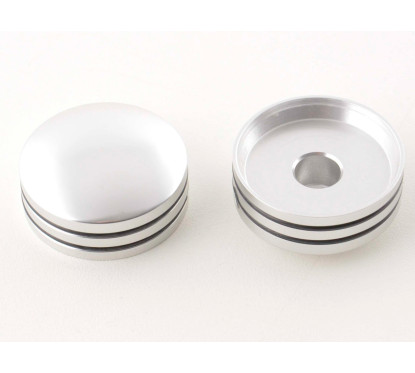 Jeu de boutons de réglage des rétroviseurs en aluminium avec anneaux en plastique (2 universels, argent