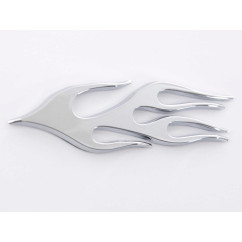 Autocollant chrome 3D Car Logo motif Flame 115x45 mm chrome 