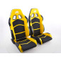 Sièges sport FK Set de sièges auto demi-coque tissu Cyberstar noir / jaune