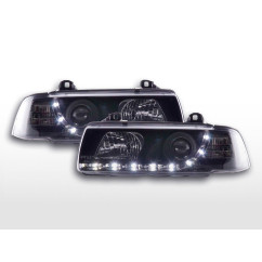 Phare Daylight LED DRL look BMW Série 3 Coupé, Cabrio type E36 92-98 noir 
