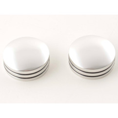 Jeu de boutons de réglage des rétroviseurs en aluminium avec anneaux en plastique (2 universels, argent 