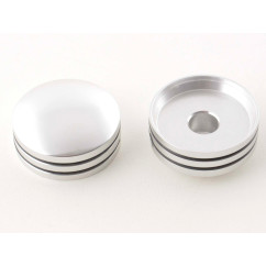 Jeu de boutons de réglage des rétroviseurs en aluminium avec anneaux en plastique (2 universels, argent 
