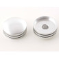 Jeu de boutons de réglage des rétroviseurs en aluminium avec anneaux en plastique (2 universels, argent