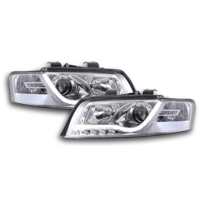 Phare Daylight à LED DRL look Audi A4 type 8E 01-04 chromé pour conduite à droite Phare Daylight à LED DRL look Audi A4 type 8E 01-04 chromé pour conduite à droite