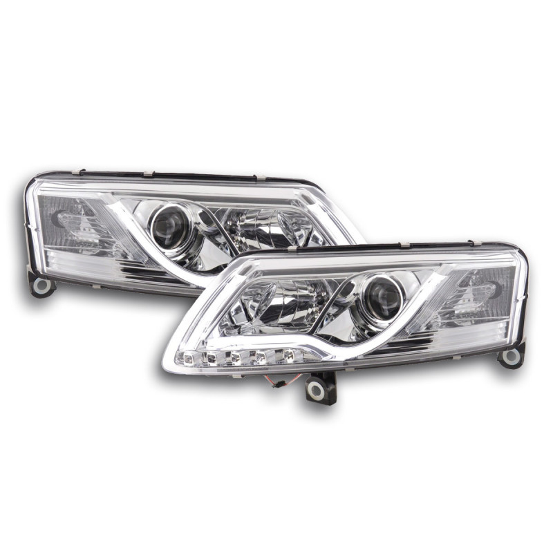 Phare Daylight à LED DRL look Audi A6 type 4F 04-08 chromé pour conduite à droite Phare Daylight à LED DRL look Audi A6 type 4F 04-08 chromé pour conduite à droite