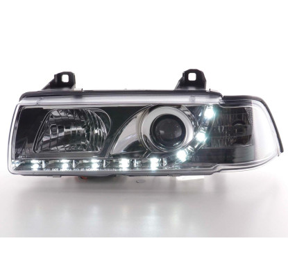 Phares Daylight Feux de jour à LED BMW Série 3 E36 Coupé / Cabrio 92-98 chromé pour conduite à droite
