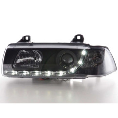 Phares Daylight Feux de jour à LED BMW Série 3 E36 Limo / Touring noir pour conduite à droite 