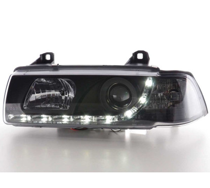 Phares Daylight Feux de jour à LED BMW Série 3 E36 Limo / Touring noir pour conduite à droite