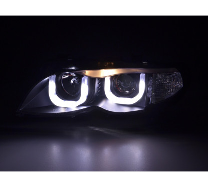 Phares Angel Eye BMW Série 3 E46 Limo / Touring 02-05 noir pour conduite à droite
