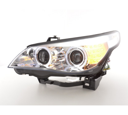 Phares xenon angel eyes LED BMW Série 5 E60 / E61 05-07 chrome