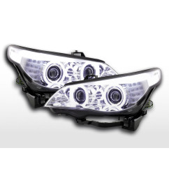 Phare avant Xenon Angel Eyes CCFL BMW Série 5 E60 / E61 03-04 chromé pour conduite à droite 
