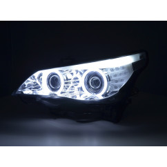Phare avant Xenon Angel Eyes CCFL BMW Série 5 E60 / E61 03-04 chromé pour conduite à droite 