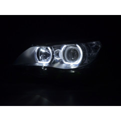 Phare Angel Eye LED BMW Série 5 E60 / E61 2003-2006 noir 