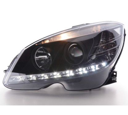 Phare Daylight LED DRL look Mercedes Classe C type W204 07-10 noir
