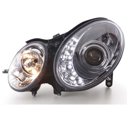 Phare Daylight LED DRL look Mercedes Classe E type W211 02-06 chrome