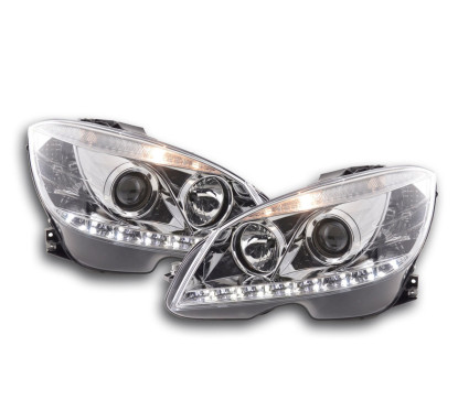 Phare Daylight LED DRL look Mercedes Classe C W204 07-10 chrome 
