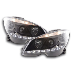 Phare Daylight LED DRL look Mercedes Classe C W204 07-10 noir 