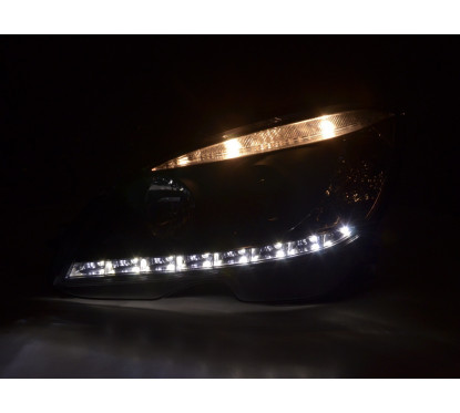 Phare Daylight LED DRL look Mercedes Classe C W204 07-10 noir
