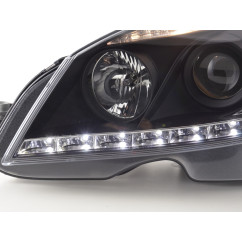 Phare Daylight LED DRL look Mercedes Classe C W204 07-10 noir 