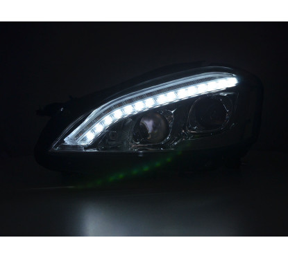 Phares Xenon Daylight LED DRL look Mercedes-Benz Classe S (221) 05-09 chrome