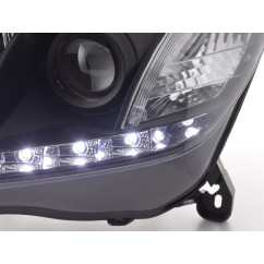 Phare Daylight à LED DRL look Opel Astra H 04-10 noir pour conduite à droite 