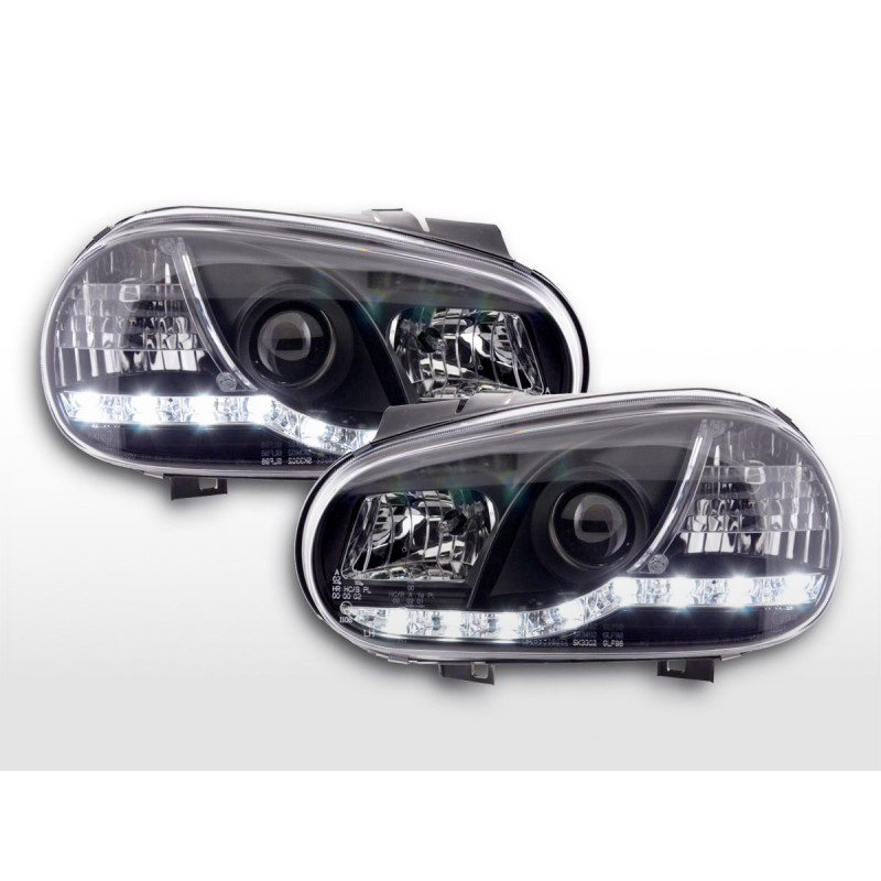 Phares Daylight LED feux de jour VW Golf 4 97-03 noir pour conduite à droite