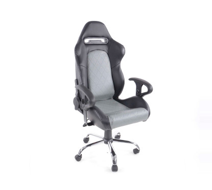 FK siège de sport chaise de bureau pivotante Detroit noir / gris chaise de direction chaise pivotante chaise de bureau 