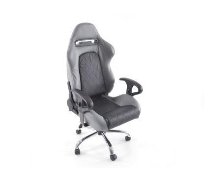 Chaise de bureau pivotante FK Sports Seat Lincoln Chaise de direction noire / grise Chaise de bureau pivotante 