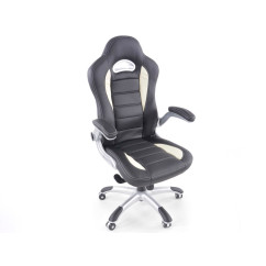 FK siège de sport chaise de bureau pivotante Laredo noir / blanc chaise de direction chaise pivotante chaise de bureau 