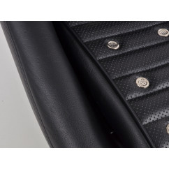 FK Oldtimersitze Sièges baquets complets pour voiture Set Classic 1 en cuir artificiel noir sans appuie-tête sans rails de roule