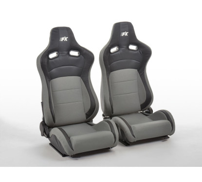 Sièges sport FK ensemble de sièges auto demi-coque Cologne cuir artificiel / tissu noir / gris 
