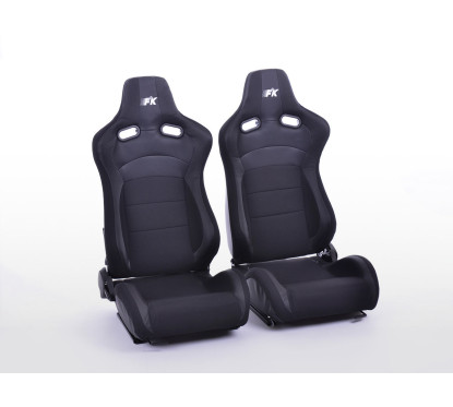 Sièges sport FK Set de sièges auto demi-coque cuir artificiel Cologne / tissu noir 