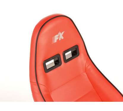 Sièges sport FK Sièges demi-coque de voiture Set Dortmund cuir artificiel passepoil rouge blanc