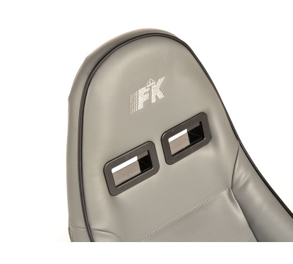 Sièges sport FK Sièges demi-coque pour voiture Set Dortmund cuir artificiel passepoil gris blanc