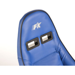 Sièges sport FK Sièges demi-coque de voiture Set Dortmund cuir artificiel bleu passepoil blanc