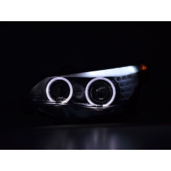 Phares xenon angel eyes BMW Série 5 E60 / E61 07-10 noir