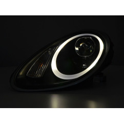 Phare avant Xenon Daylight LED DRL look Porsche Boxster type 987 04-09 noir