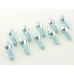 Jeu de boulons de roue (10 pcs.) Collier conique longueur d'arbre 27 mm M12x1,25 argent 