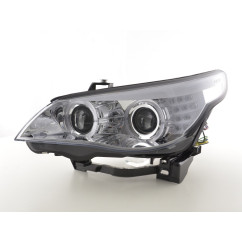 Phares xenon angel eyes LED BMW Série 5 E60 / E61 05-07 chrome 