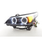 Phares xenon angel eyes CCFL BMW 5er E60 / E61 03-04 noir pour conduite à droite