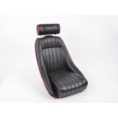 FK Oldtimersitze Sièges baquets complets pour voiture Set Classic 2 cuir synthétique noir avec repose-tête 