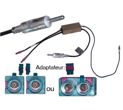 ADAPTATEUR D ANTENNE AMPLIFIE DOUBLE FAKRA DIN MALE VOLKSWAGEN